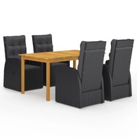  5 Piece Garden Dining Set Black