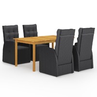  5 Piece Garden Dining Set Black