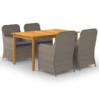  5 Piece Garden Dining Set Brown