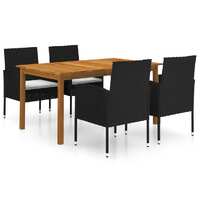  5 Piece Garden Dining Set Black