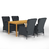  5 Piece Garden Dining Set Dark Grey