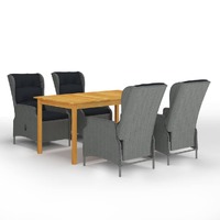  5 Piece Garden Dining Set Light Grey