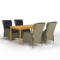 5 Piece Garden Dining Set Brown