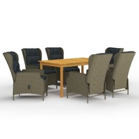  7 Piece Garden Dining Set Brown