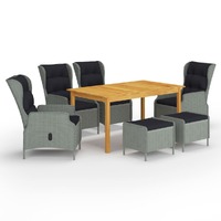  7 Piece Garden Dining Set Light Grey