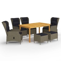  7 Piece Garden Dining Set Brown