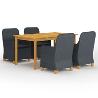  5 Piece Garden Dining Set Dark Grey