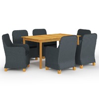  7 Piece Garden Dining Set Dark Grey