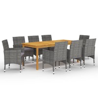  9 Piece Garden Dining Set Grey