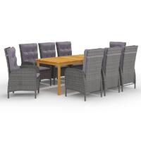  9 Piece Garden Dining Set Grey