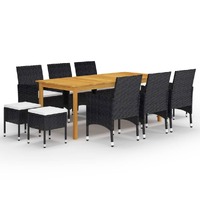  11 Piece Garden Dining Set Black