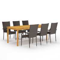  7 Piece Garden Dining Set Brown