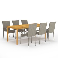  7 Piece Garden Dining Set Grey