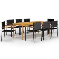  9 Piece Garden Dining Set Black