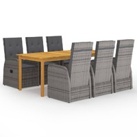  7 Piece Garden Dining Set Grey