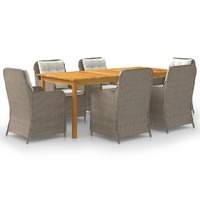  7 Piece Garden Dining Set Brown