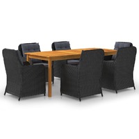  7 Piece Garden Dining Set Black