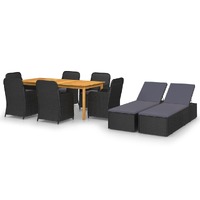  9 Piece Garden Dining Set Black