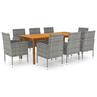  9 Piece Garden Dining Set Grey