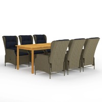  7 Piece Garden Dining Set Brown
