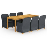  7 Piece Garden Dining Set Dark Grey