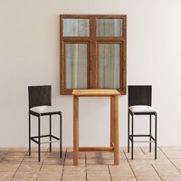  3 Piece Garden Bar Set with Cushions Black
