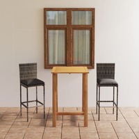  3 Piece Garden Bar Set with Cushions Grey