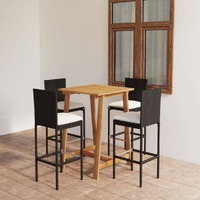  5 Piece Garden Bar Set with Cushions Black