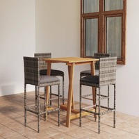  5 Piece Garden Bar Set with Cushions Grey