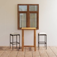  3 Piece Garden Bar Set with Cushions Brown
