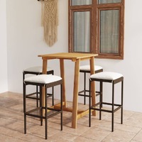  5 Piece Garden Bar Set with Cushions Brown