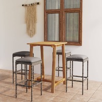  5 Piece Garden Bar Set with Cushions Grey