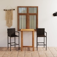  3 Piece Garden Bar Set Brown
