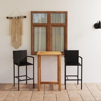  3 Piece Garden Bar Set Black