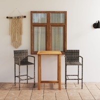  3 Piece Garden Bar Set Grey