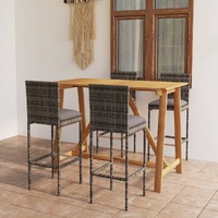  5 Piece Garden Bar Set with Cushions Grey