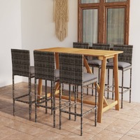  7 Piece Garden Bar Set with Cushions Grey