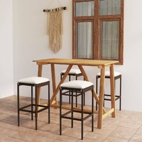 5 Piece Garden Bar Set with Cushions Brown