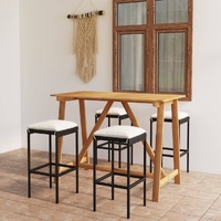  5 Piece Garden Bar Set with Cushions Black