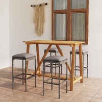  5 Piece Garden Bar Set with Cushions Grey