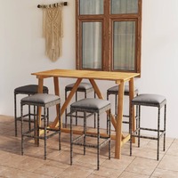  7 Piece Garden Bar Set with Cushions Grey