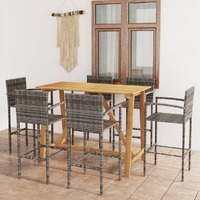  7 Piece Garden Bar Set Grey