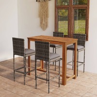  5 Piece Garden Bar Set with Cushions Grey