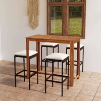  5 Piece Garden Bar Set with Cushions Brown