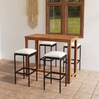  5 Piece Garden Bar Set with Cushions Black