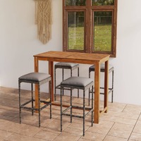  5 Piece Garden Bar Set with Cushions Grey