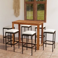  7 Piece Garden Bar Set with Cushions Brown