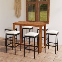  7 Piece Garden Bar Set with Cushions Black