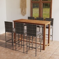 7 Piece Garden Bar Set with Cushions Grey