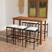  7 Piece Garden Bar Set with Cushions Black